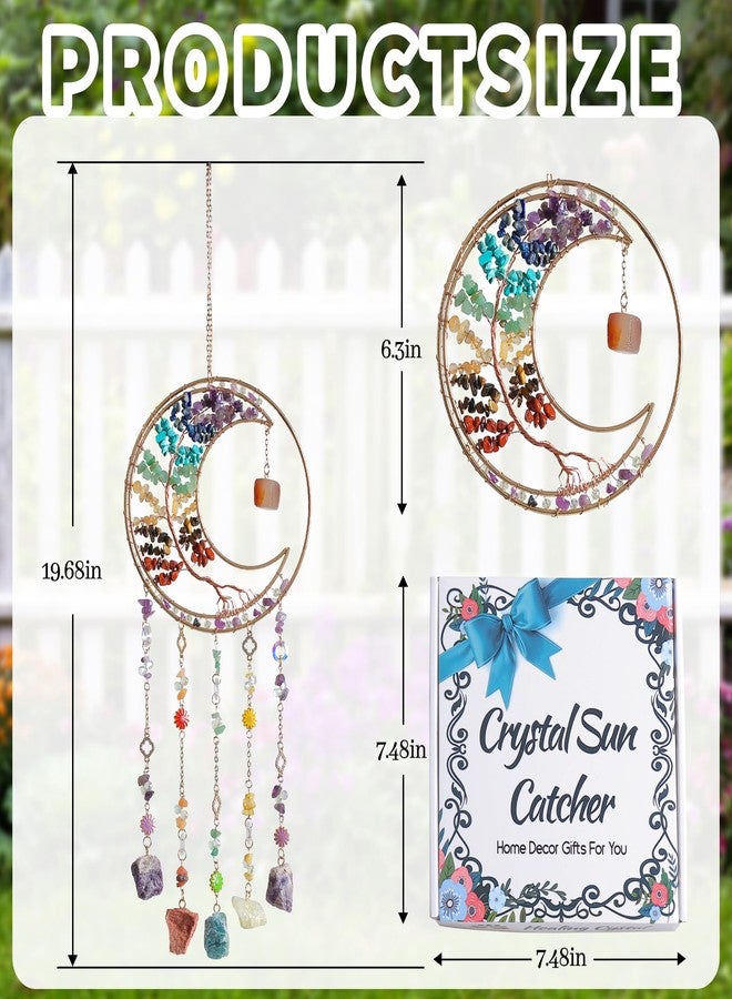 Dreamsum 7 Chakras Dream Catchers Tree of Life Dream Catcher Crystal Dreamcatcher Wall Decor with Healing Crystal Stone & Fluorite Wall Art Hanging for Bedroom Home Decor Bless Gift Wedding Garden-Colorful - Image 2